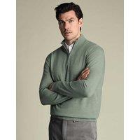 Charles Tyrwhitt Pure Wool Half Zip Jumper Light Teal