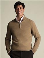 Charles Tyrwhitt Pure Cashmere Half Zip Jumper Blue Denim