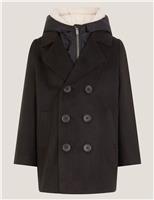 Zip Through Hooded Pea Coat (2-13 Yrs)