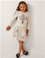 Sequin Top and Bow Mesh Skirt Outfit (3-15 Yrs)