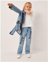 Pure Cotton Bow Embroidered Jeans (3-15 Yrs)