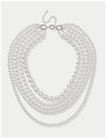 Cascading Pearl Multi Strand Necklace