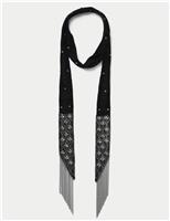 Embellished Fringe Beaded Scarf