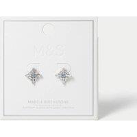 M&S Platinum Plated Cubic Zirconia Birthstone Earrings Blue