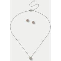 M&S Platinum Plated Birthstone Earring and Necklace Set Orange