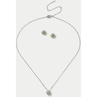 M&S Platinum Plated Birthstone Earring and Necklace Set Yellow