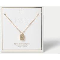M&S Gold Plated Birthstone Necklace Green