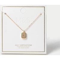 M&S Gold Plated Birthstone Necklace Red Mix