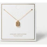 M&S Gold Plated Birthstone Necklace Red
