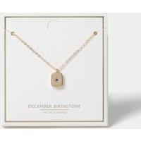 M&S Gold Plated Birthstone Necklace Light Blue