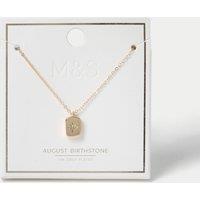 M&S Gold Plated Birthstone Necklace Light Green