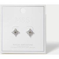 M&S Platinum Plated Cubic Zirconia Birthstone Earrings Light Green