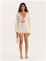 Cotton Blend Open Knit Beach Shorts