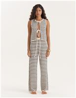 4th & Reckless Bria Co-ord Beach Trouser White/Black