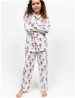 Cotton Blend Snowman Print Family Christmas Pyjamas (2-13 Yrs)