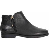 Dune London Leather Textured Flat Ankle Boots Black