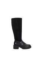 Leather Block Heel Knee High Boots