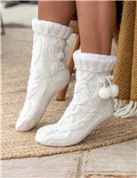 Cable Knit Slipper Socks