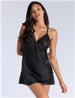 Satin & Lace Strappy Bow Chemise