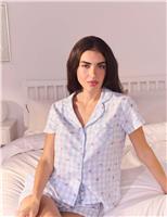 Floral Gingham Print Shortie Pyjamas in a Bag