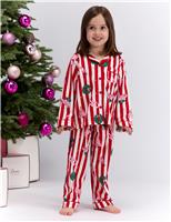 Fleece Striped Family Christmas Pyjamas in a Bag (2-12 Yrs)