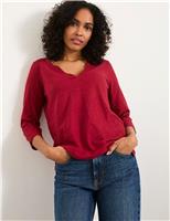 Pure Cotton Notch Neck T-Shirt