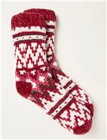 Fair Isle Fluffy Socks