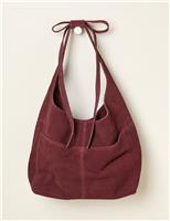 Suede Bow Handle Tote Bag