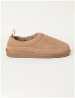 Suede Embossed Fleece Lined Slippers