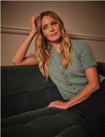 Textured Crew Neck Cardigan with Alpaca