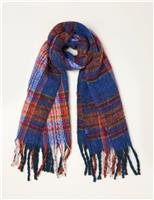Checked Tassel Scarf
