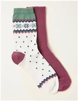 2pk Cotton Rich Fair Isle Ankle Socks