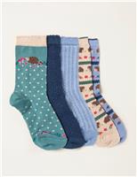 2pk Cotton Rich Patterned Ankle Socks