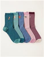 5pk Cotton Rich Woodland Ankle Socks