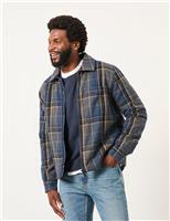 Wool Blend Checked Zip Up Overshirt