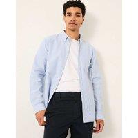 FatFace Regular Fit Pure Cotton Striped Oxford Shirt Blue Mix