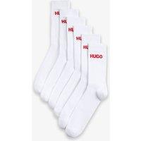 Hugo 6 Pack Logo Cotton Rich Ribbed Socks White Mix