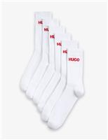 6 Pack Logo Cotton Rich Ribbed Socks