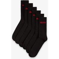 Hugo 6 Pack Logo Cotton Rich Ribbed Socks Black Mix