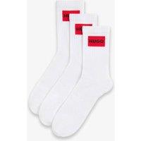 Hugo 3 Pack Logo Label Cotton Rich Ribbed Socks White Mix