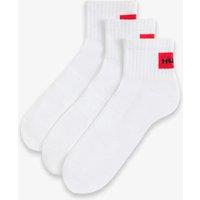 Hugo 3 Pack Logo Label Cotton Rich Ribbed Socks White Mix