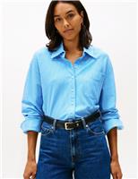 Cotton Rich Striped Collared Relaxed Shirt