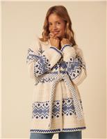 Fair Isle Relaxed Cardigan with Wool