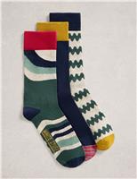 3pk Patterned Cotton Rich Socks