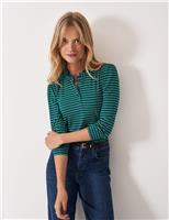 Jersey Striped Frill Neck Blouse