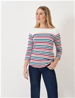 Pure Cotton Striped Slash Neck Top