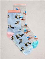 2pk Cotton Blend Sausage Dog Ankle Socks
