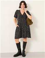Cotton Rich Polka Dot V-Neck Midi Tea Dress