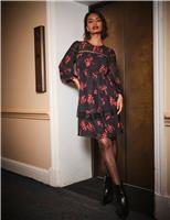 Floral Lace Insert Mini Smock Dress