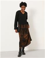 Animal Print Midi Slip Dress with Jumper